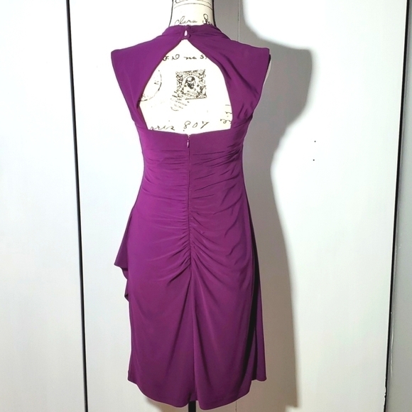 Scarlett- Purple Satin Bling on Front Ruching open back Gorg Dress Sz.4 - Picture 4 of 12